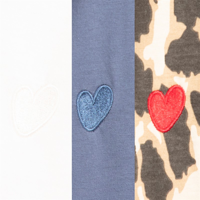 L'amore Couture Womens Liv Three Pack T-Shirts Dresses Petrol/Leopard/Cream