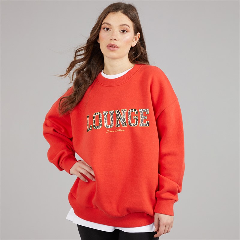 L'amore Couture Womens Martana Print Sweatshirt Red