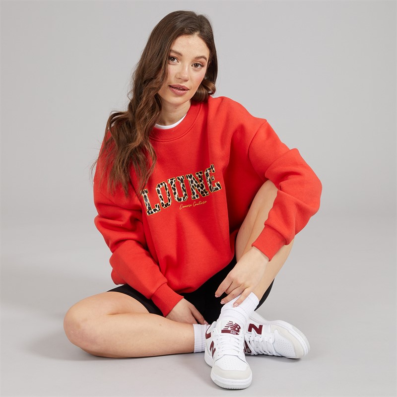 L'amore Couture Womens Martana Print Sweatshirt Red