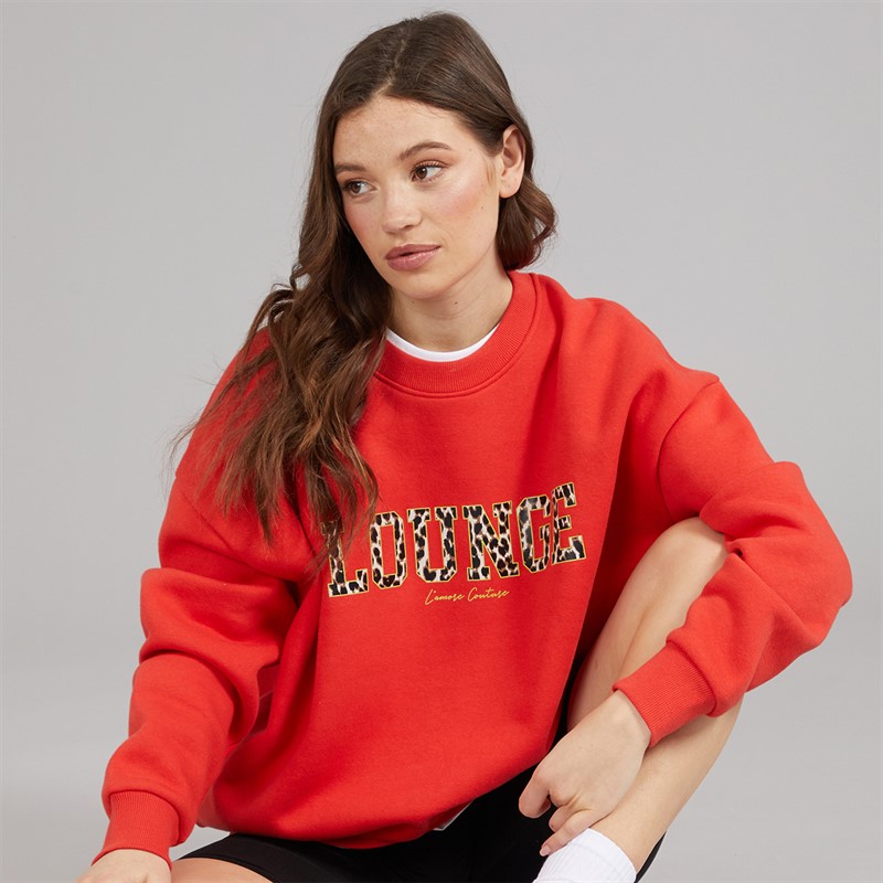 L'amore Couture Womens Martana Print Sweatshirt Red