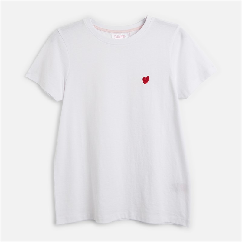 L'amore Couture Womens Ava Three Pack T-Shirts Lemon/Stripe/White-Heart Embroidery