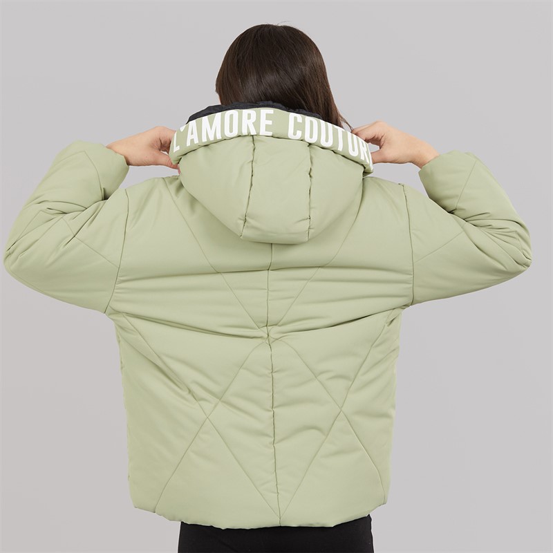 L'amore Couture Girls Franklin Short Puffer Coat Khaki