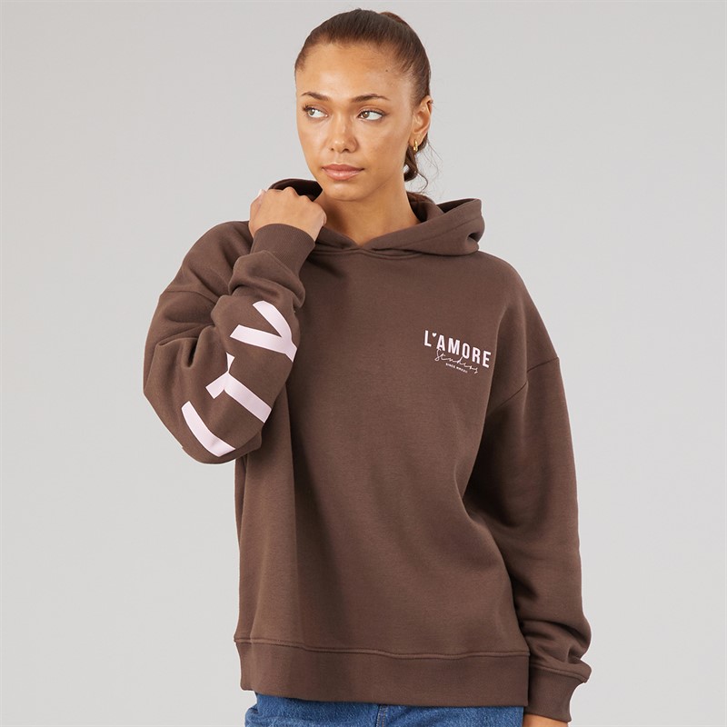 L'amore Couture Womens Palma Hoodie Brown