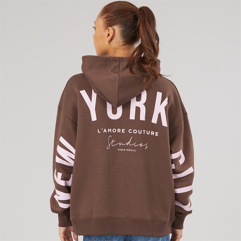 L'amore Couture Womens Palma Hoodie Brown