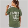 L'amore Couture Womens Meliora Oversized T-Shirt Khaki