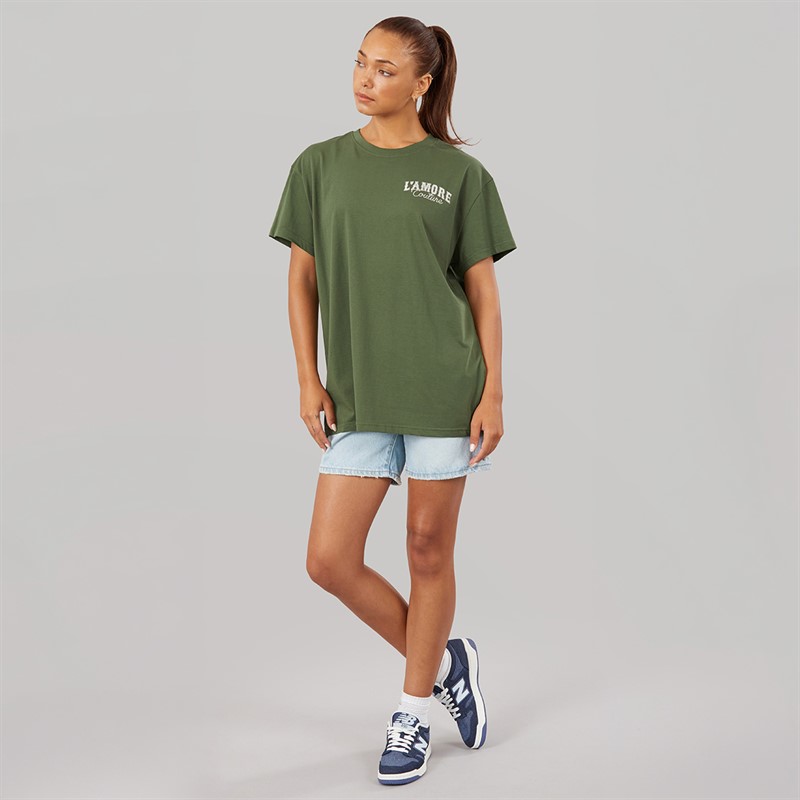 L'amore Couture Womens Meliora Oversized T-Shirt Khaki