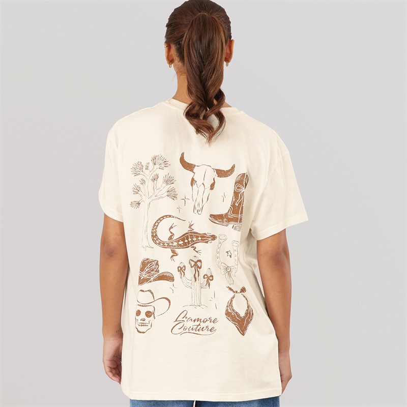 L'amore Couture Womens Marlow Oversized T-Shirt Cream