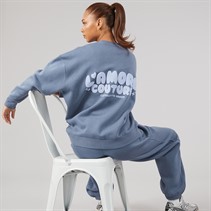 L'amore Couture Womens Breia Sweatshirt And Joggers Tracksuit Stone Blue