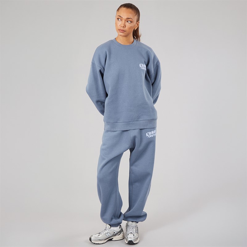 L'amore Couture Womens Breia Sweatshirt And Joggers Tracksuit Stone Blue