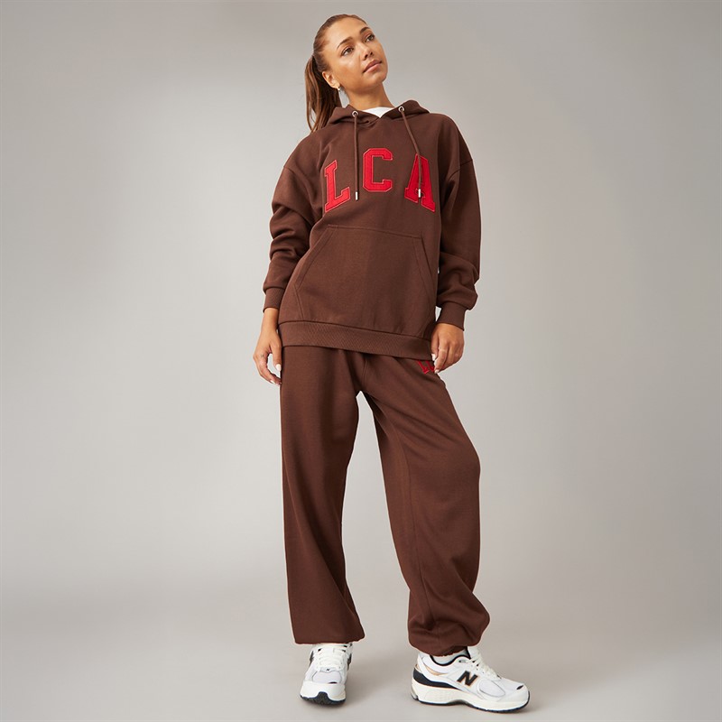 L'amore Couture Womens LC Athletic Hoodie And Joggers Tracksuit Brown