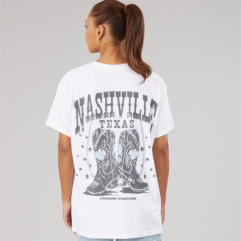 L'amore Couture Womens Texas T-Shirt White