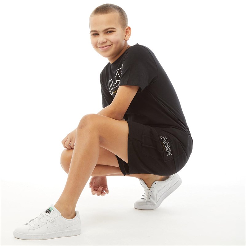 JUICE Boys Recycled Plastic Leon Combat Shorts Black