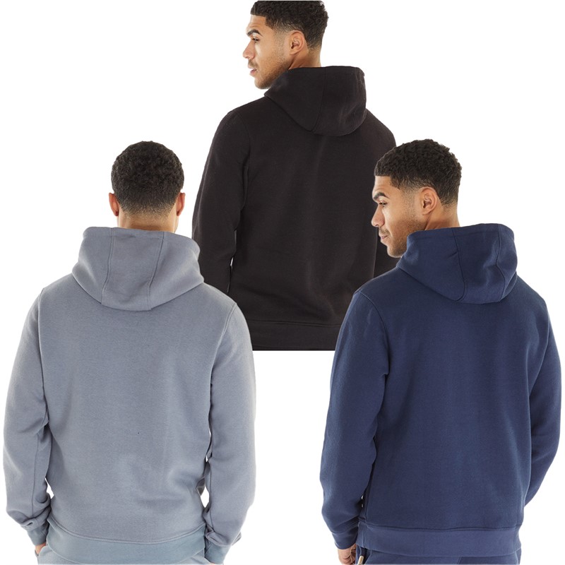 JUICE Mens Grevill Three Pack Hoodies Black/Dark Grey/Navy