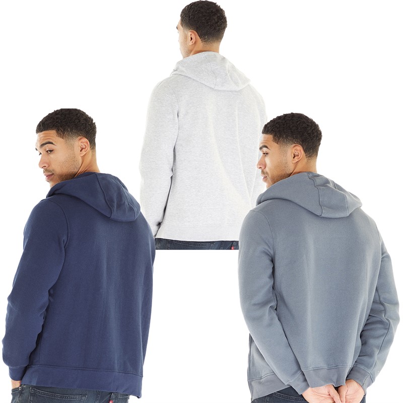 JUICE Mens Garret FZ Three Pack Hoodies Navy/Grey Marl/ Dark Grey