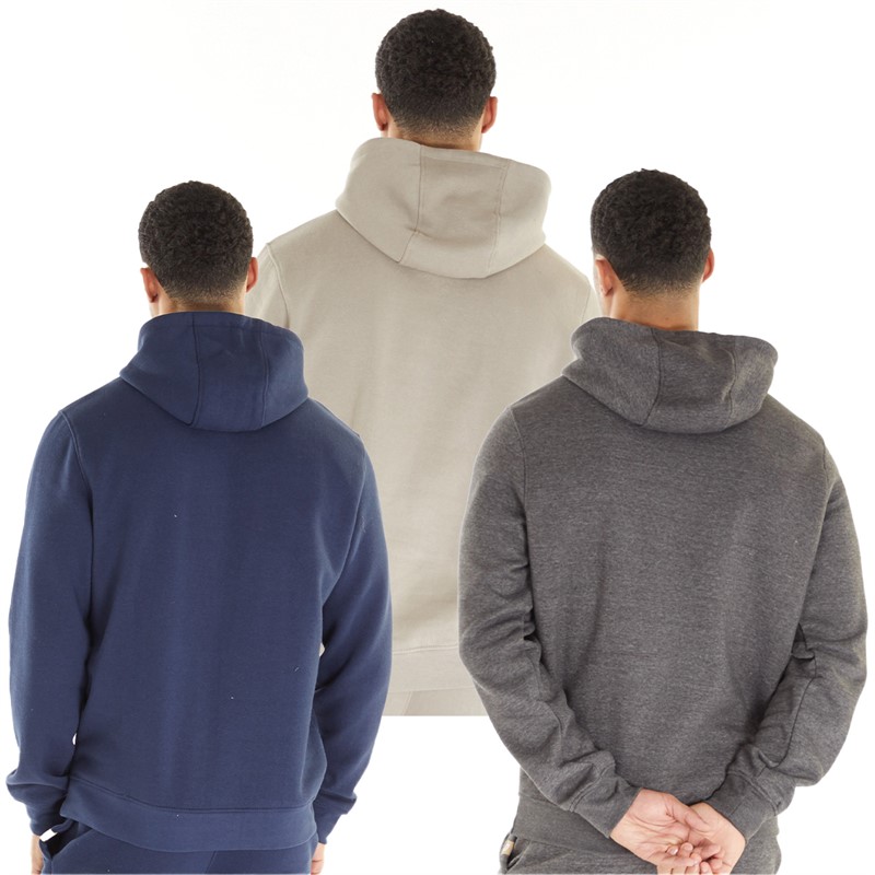 JUICE Mens Grevill Three Pack Hoodies Navy/Charcoal/Stone