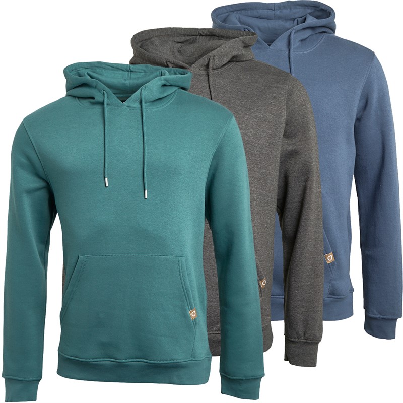 Buy JUICE Mens Grevill Three Pack Hoodies Blue/Charcoal Marl/Sage