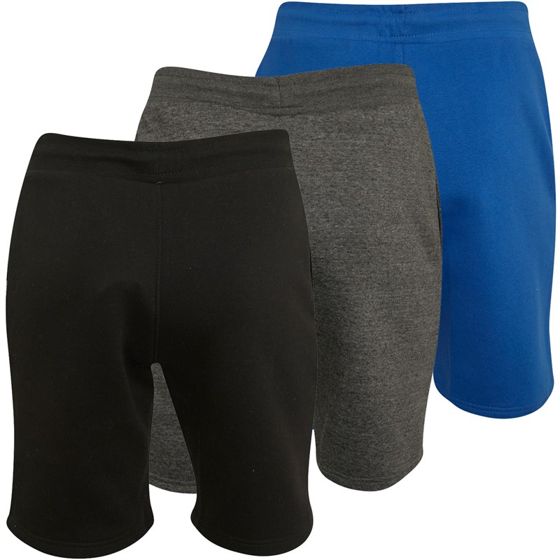JUICE Mens Three Pack Shorts Black/Royal Blue/Charcoal Marl