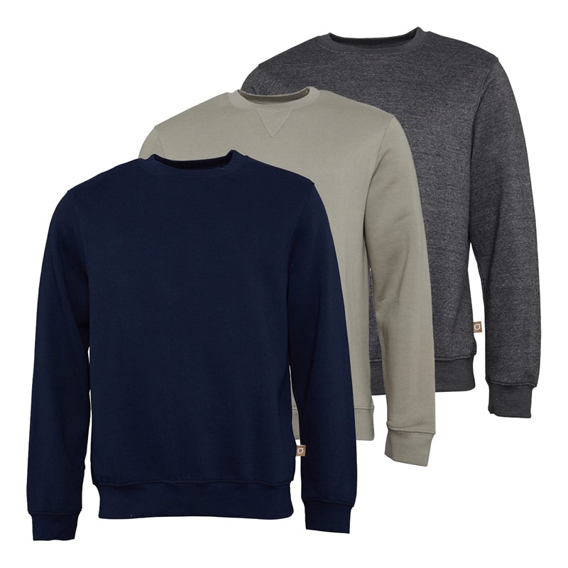 JUICE Mens Cranwood Three Pack Sweatshirts Charcoal Marl/Navy/Stone