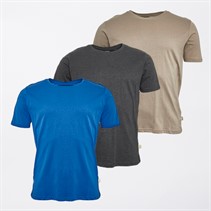 JUICE Mens Fanshaw Three Pack T-Shirts Stone/Charcoal/Royal Blue