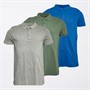 JUICE Mens Pritchard Three Pack Polo Shirts Laurel Wreath/Grey Marl/Royal Blue