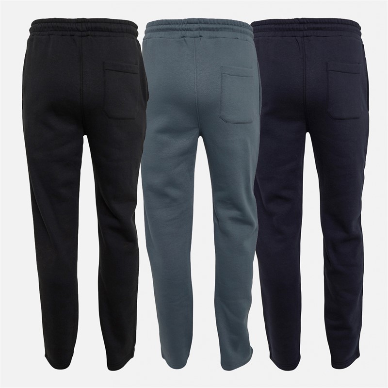 JUICE Mens Entigo Three Pack Tailored Joggers Black/Dark Grey/Navy