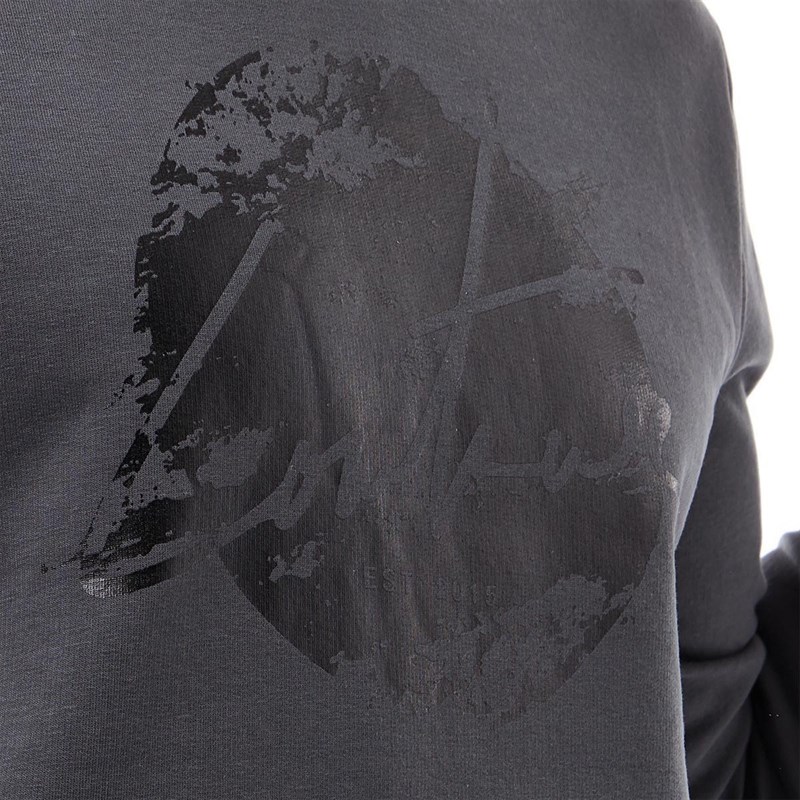 Couture Club Mens Signature Foil Print Slim Hoodie Charcoal