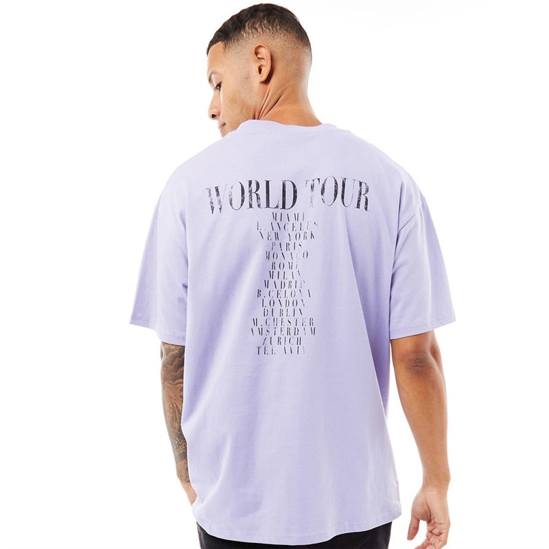 Couture Club Mens Leather Applique Regular T-Shirt Purple