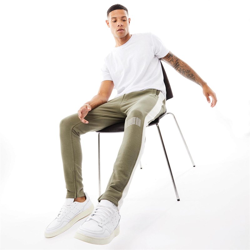 Couture Club Mens Wave Logo Contrast Panel Joggers Khaki
