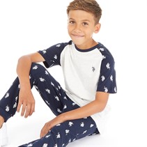 U.S. POLO ASSN. Boys AOP DHM T-Shirt And Trousers Set Navy Blazer