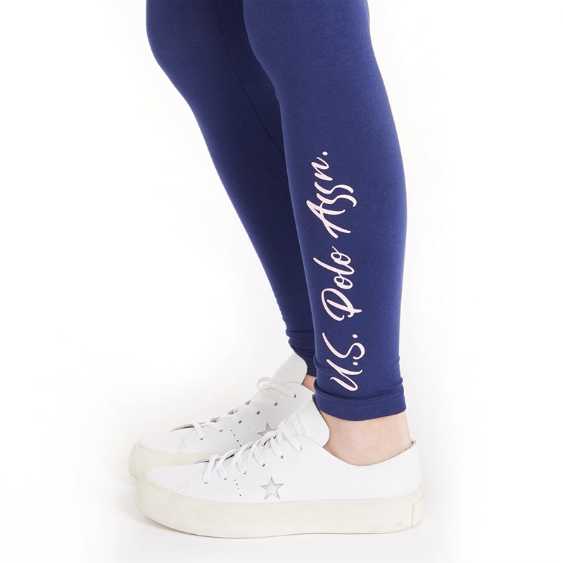 U.S. POLO ASSN. Girls Script Leggings Medieval Blue