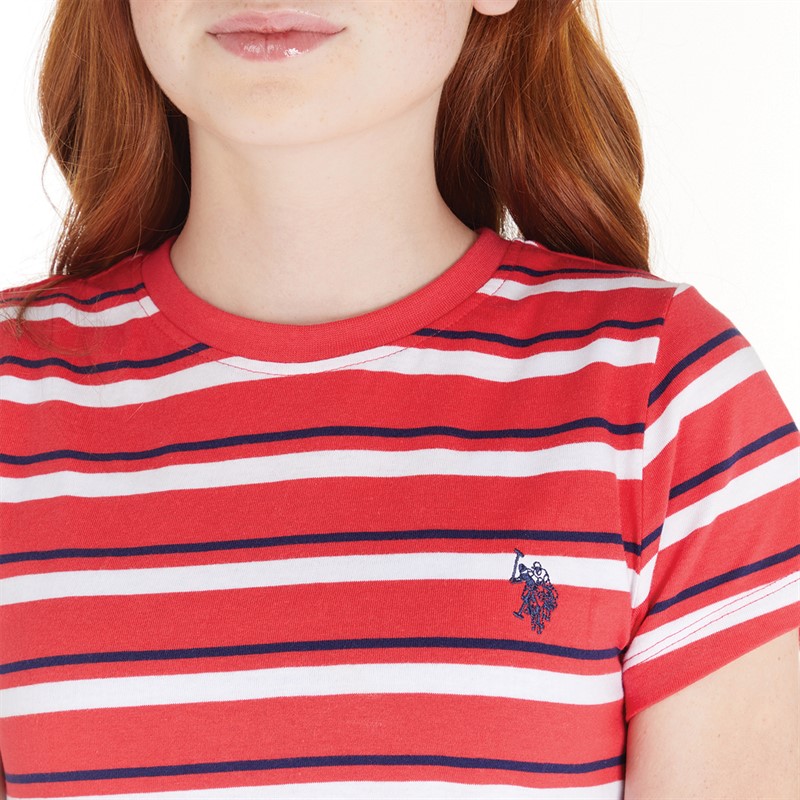U.S. POLO ASSN. Girls Stripe Dress Watermelon