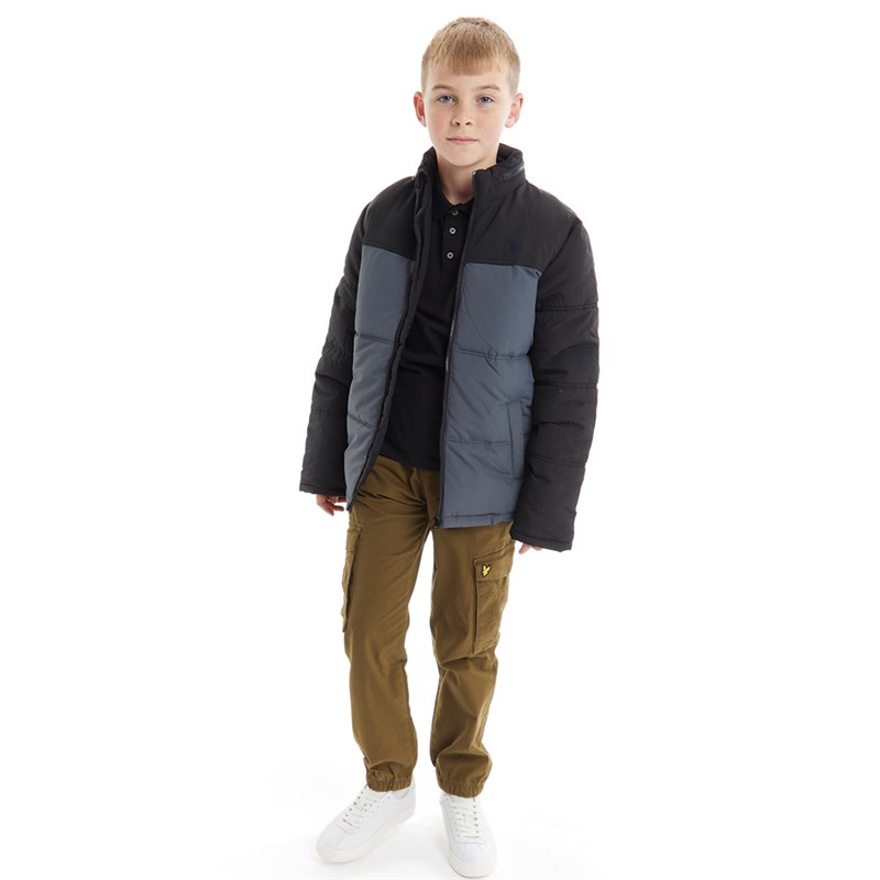 U.S. POLO ASSN. Boys Colourblock Puffer Jacket Ebony