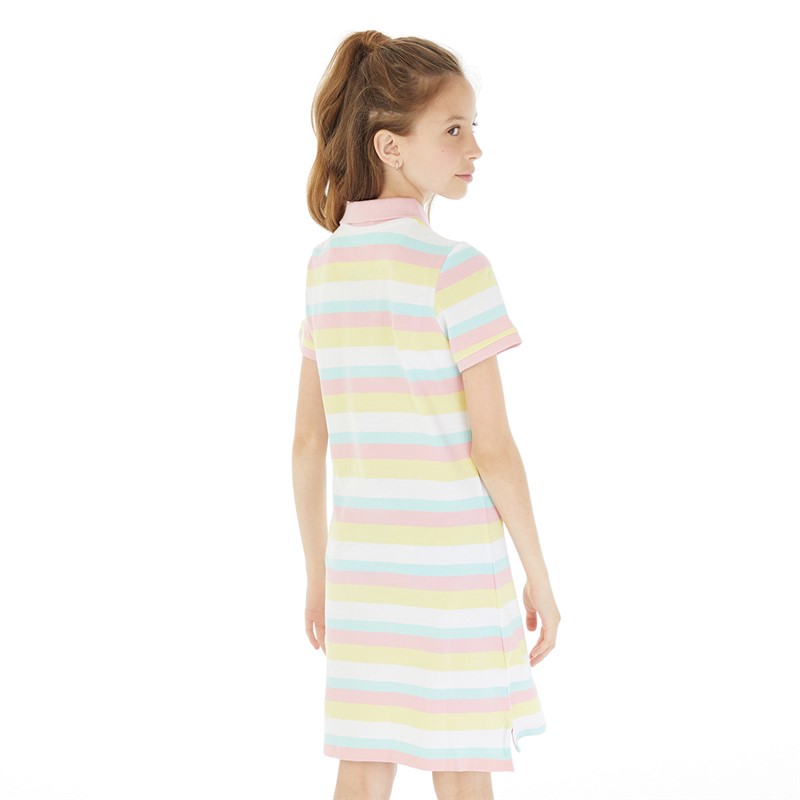 U.S. POLO ASSN. Girls Stripe Polo Dress Romance Rose