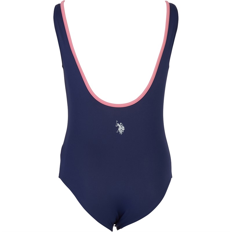 U.S. POLO ASSN. Girls Sport Logo Swimsuit Medieval Blue