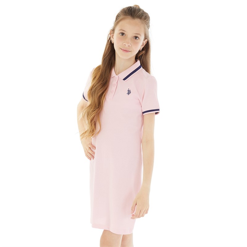 U.S. POLO ASSN. Girls Plain Polo Dress Romance Rose