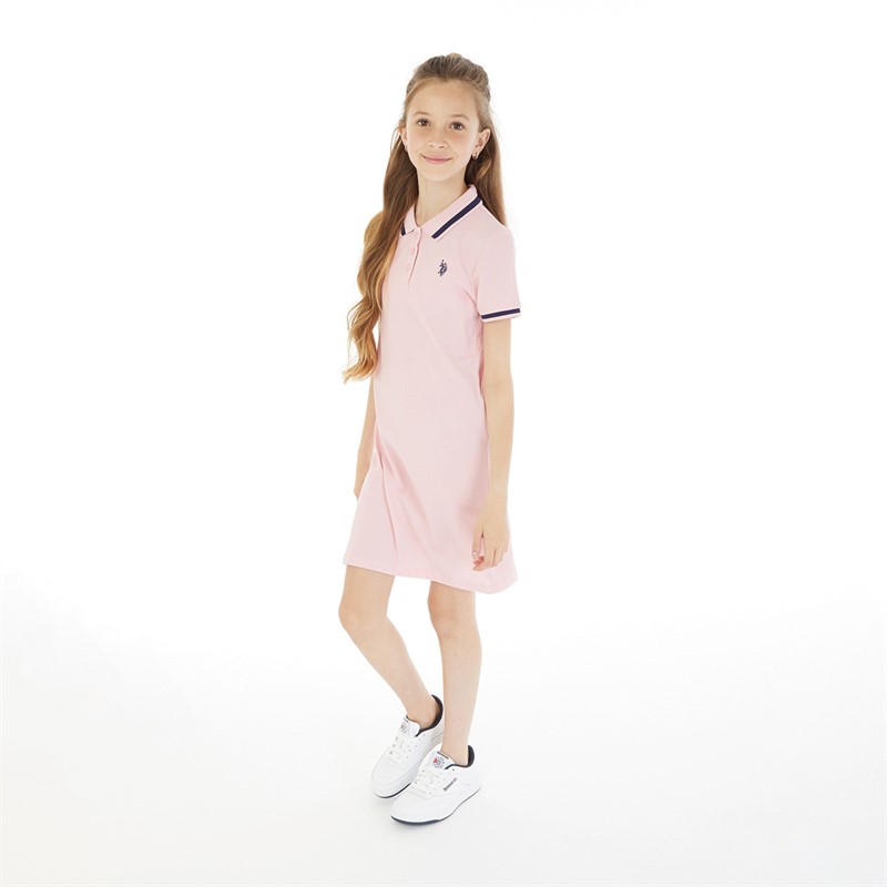 U.S. POLO ASSN. Girls Plain Polo Dress Romance Rose