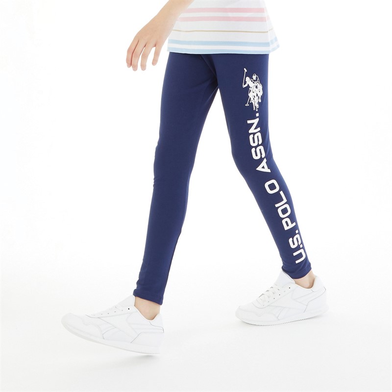 U.S. POLO ASSN. Girls Sport Logo Leggings Medieval Blue