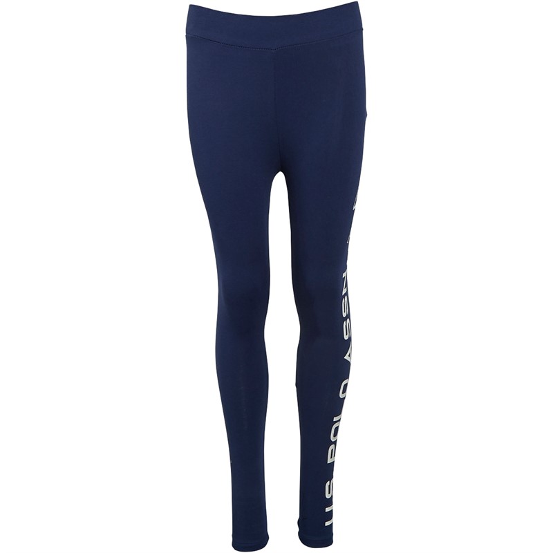 U.S. POLO ASSN. Girls Sport Logo Leggings Medieval Blue