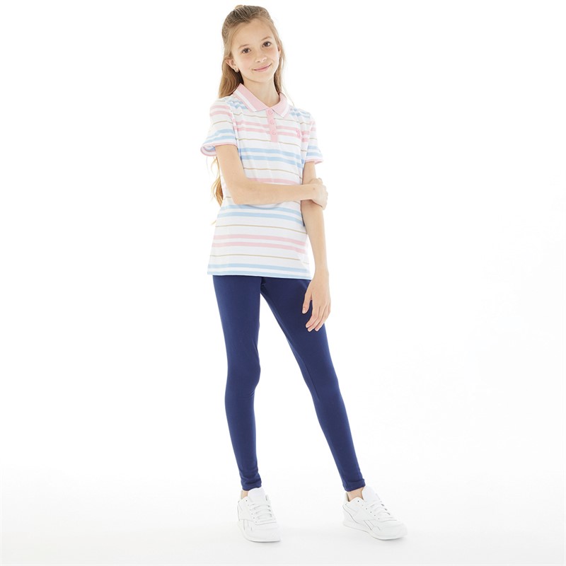 U.S. POLO ASSN. Girls Stripe Pique Polo Shirt Romance Rose