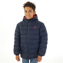 U.S. POLO ASSN. Junge Kapuzen-Steppjacke Dunkelblau Marine