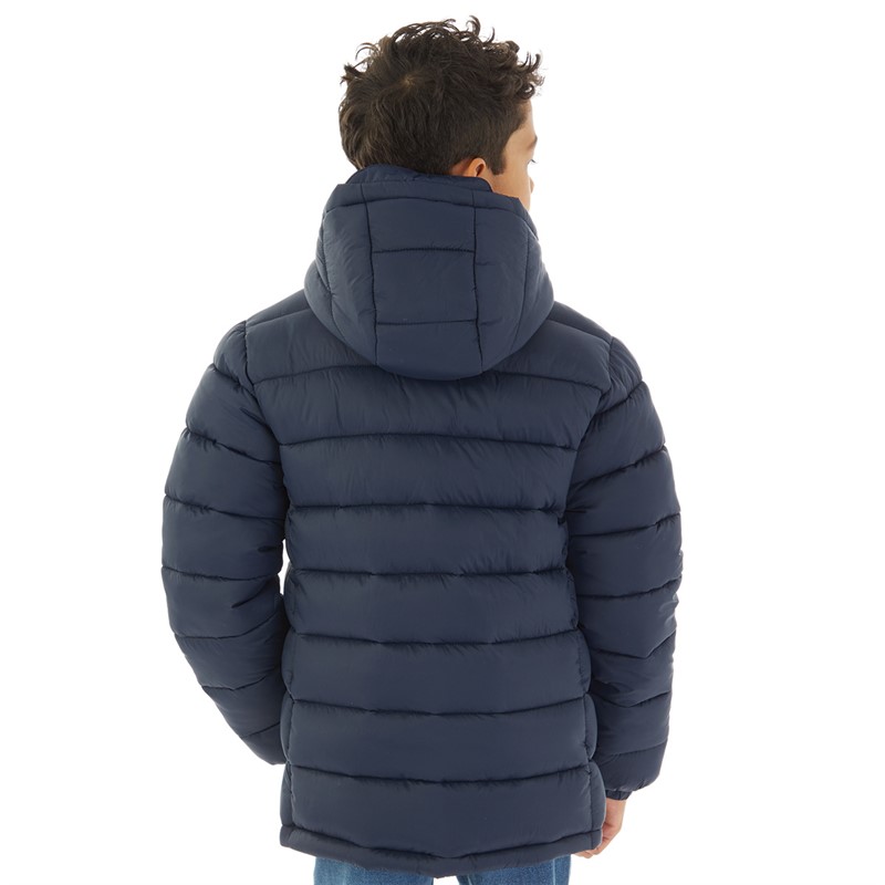 U.S. POLO ASSN. Boys Hooded Quilted Jacket Dark Sapphire Navy