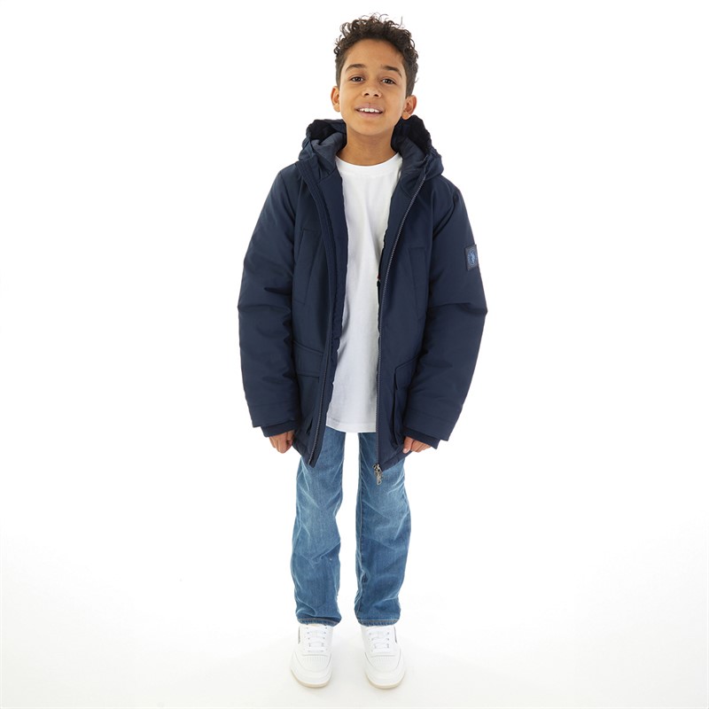 U.S. POLO ASSN. Boys Peak Front Parka Coat Navy Blazer