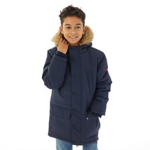 U.S. POLO ASSN. Boys Fur Trim Classic Parka Coat Navy Blazer