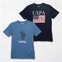 U.S. POLO ASSN. Drengenes T-shirt-sæt med to stykker Mørk Safir Blå