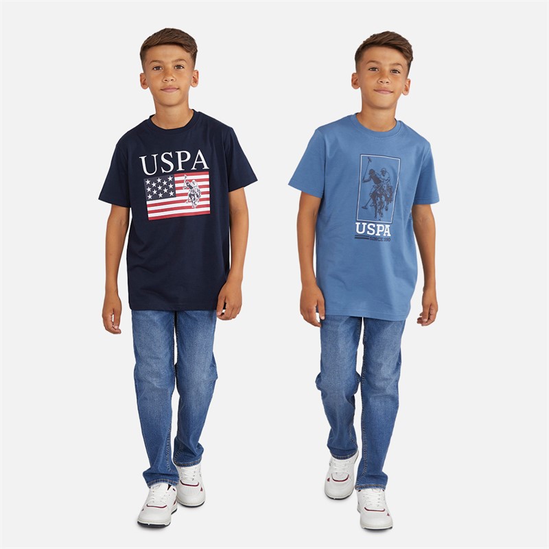 U.S. POLO ASSN. Drengenes T-shirt-sæt med to stykker Mørk Safir Blå