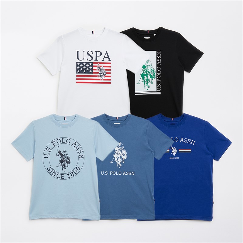 U.S. POLO ASSN. 5-pack T-shirts Jongens Chambray blauw