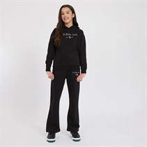 U.S. POLO ASSN. Girls Loose Fit Hoodie And Wide Leg Joggers Tracksuit Set Black