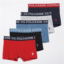 U.S. POLO ASSN. Boys Five Pack Waterfall Trunks Dark Sapphire Navy