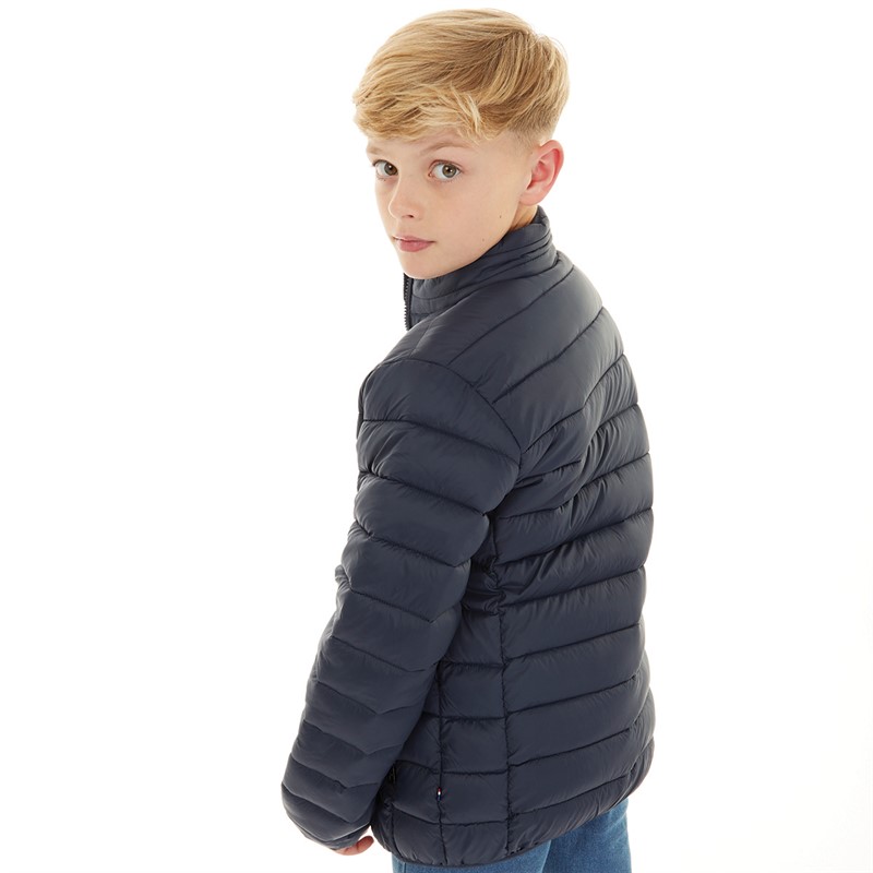 U.S. POLO ASSN. Boys Lightweight Quilted Jacket Dark Sapphire Navy/Haute Red