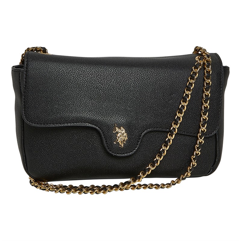 U.S. POLO ASSN. Womens Jones Flap Crossbody Bag Black